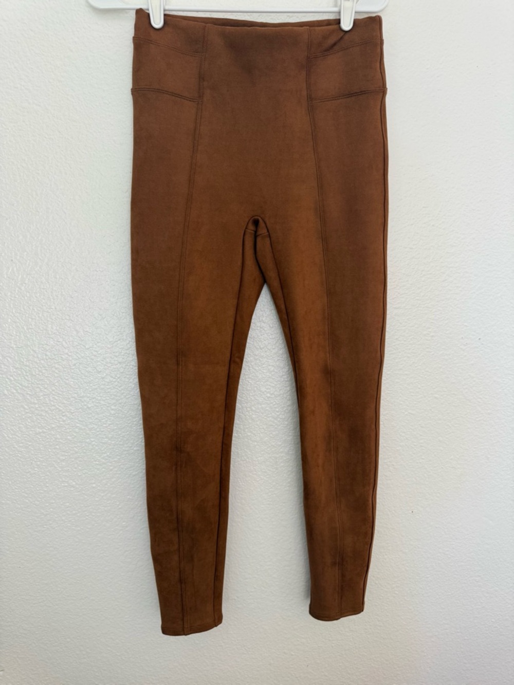 SPANX Brown Faux Suede High-Rise Leggings